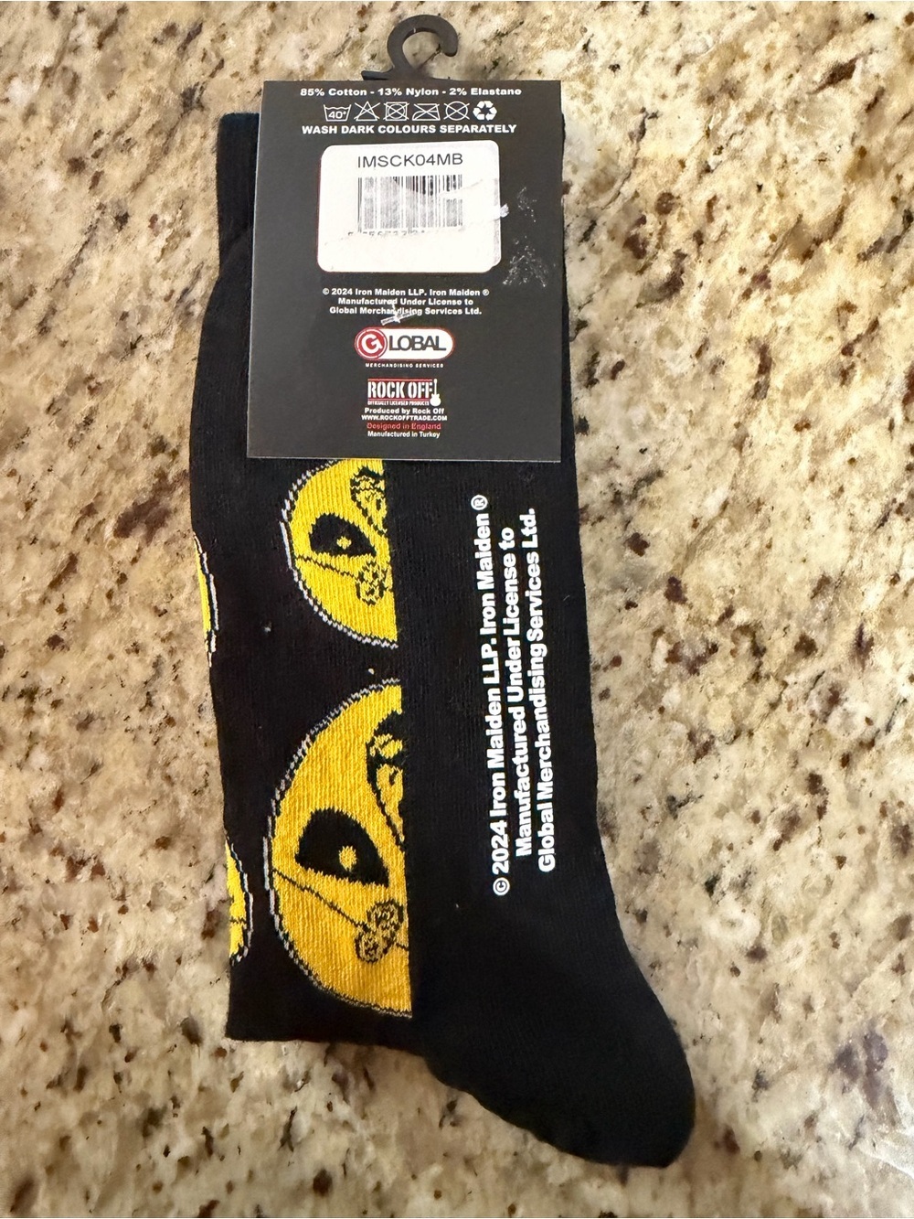 Iron Maiden Black & Yellow Crew Socks - Picture 2 of 4
